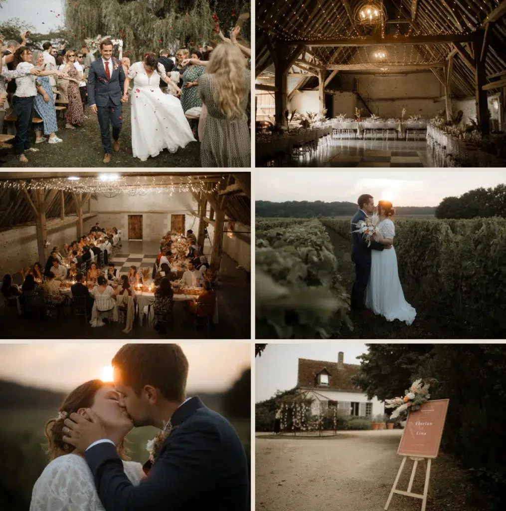 Mariés dans un cadre naturel en Touraine lors d’un mariage en plein air
