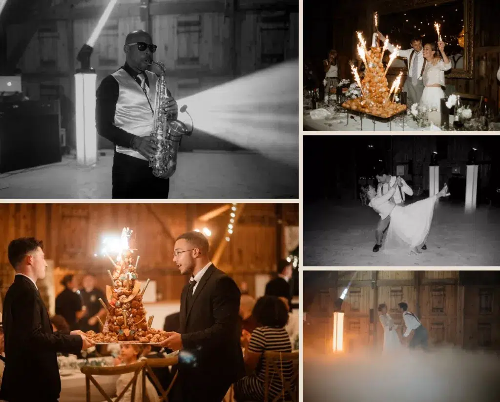 Soirée de mariage dans la salle rénovée du domaine près de Chambord
