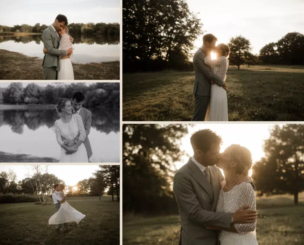Séance couple au coucher du soleil près de l’étang à Crouy-sur-Cosson