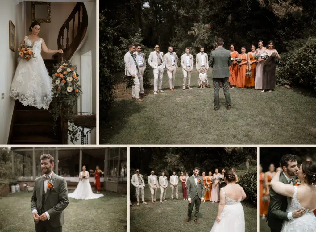 first look des mariés à l’abbaye de Nizelles près de Waterloo