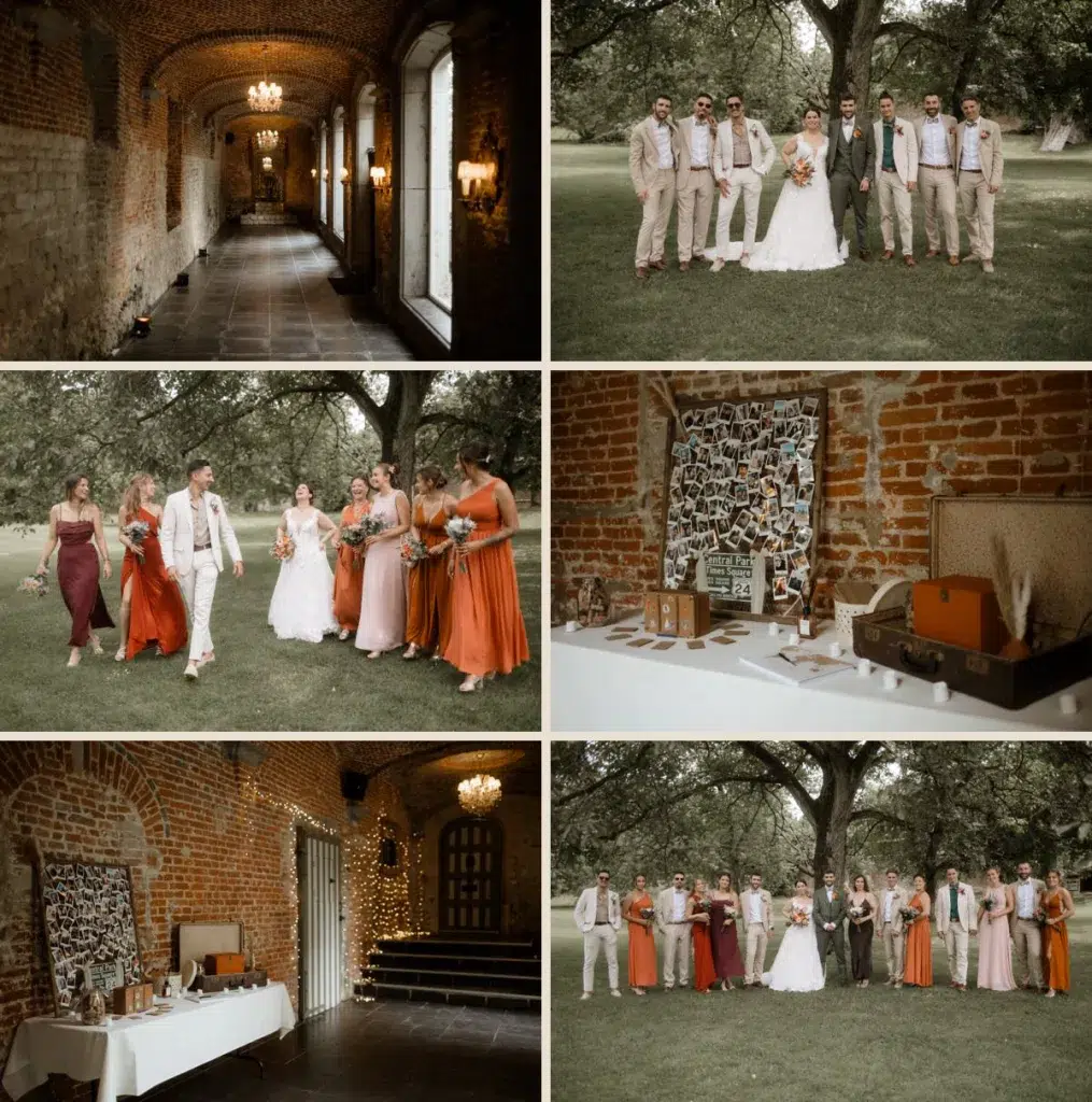 Invités et amis réunis pour les photos de groupe pendant le vin d’honneur