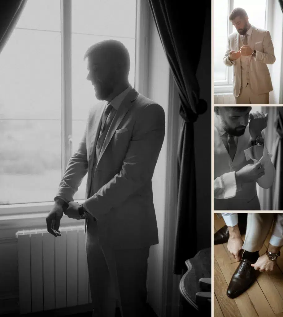 Préparatifs du marié au Château des Vièrres à Lantignié